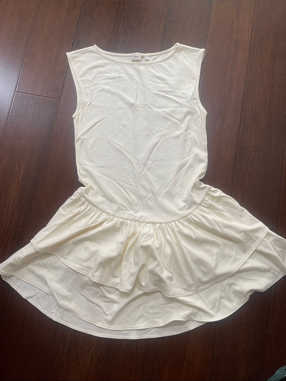 Aritzia Cream Sleeveless Tiered Mini Dress